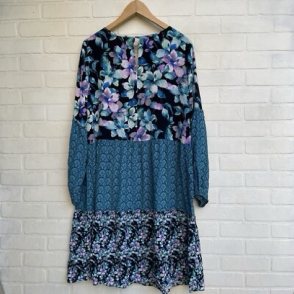 Soft Surroundings Dress Womens XLarge Midi Floral Long Sleeve Tiered Shift Boho - Picture 4 of 5